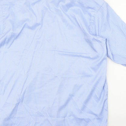 Mens UK Size 15.5 Hudson Harbour Blue  Button-Up Short Sleeve Casual Shirt