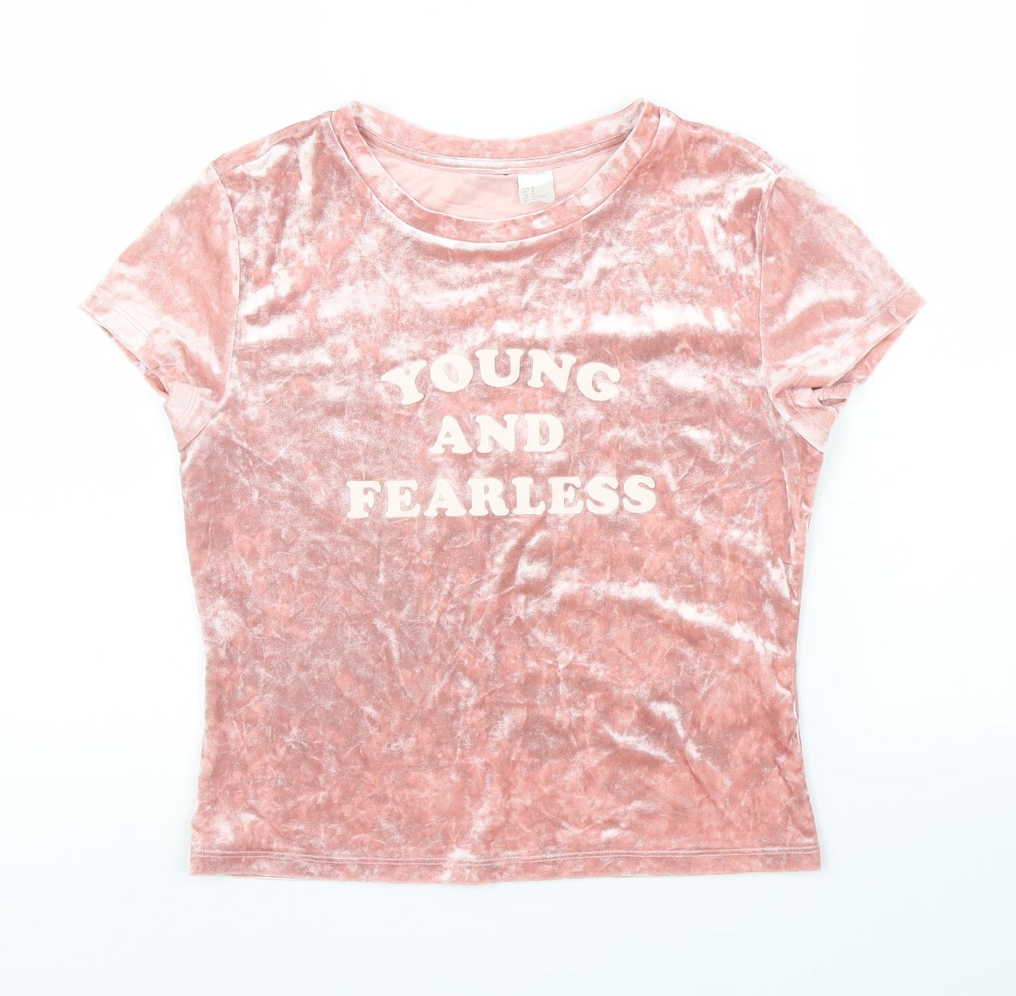 H&M Girls Pink  Velvet Basic T-Shirt Size M