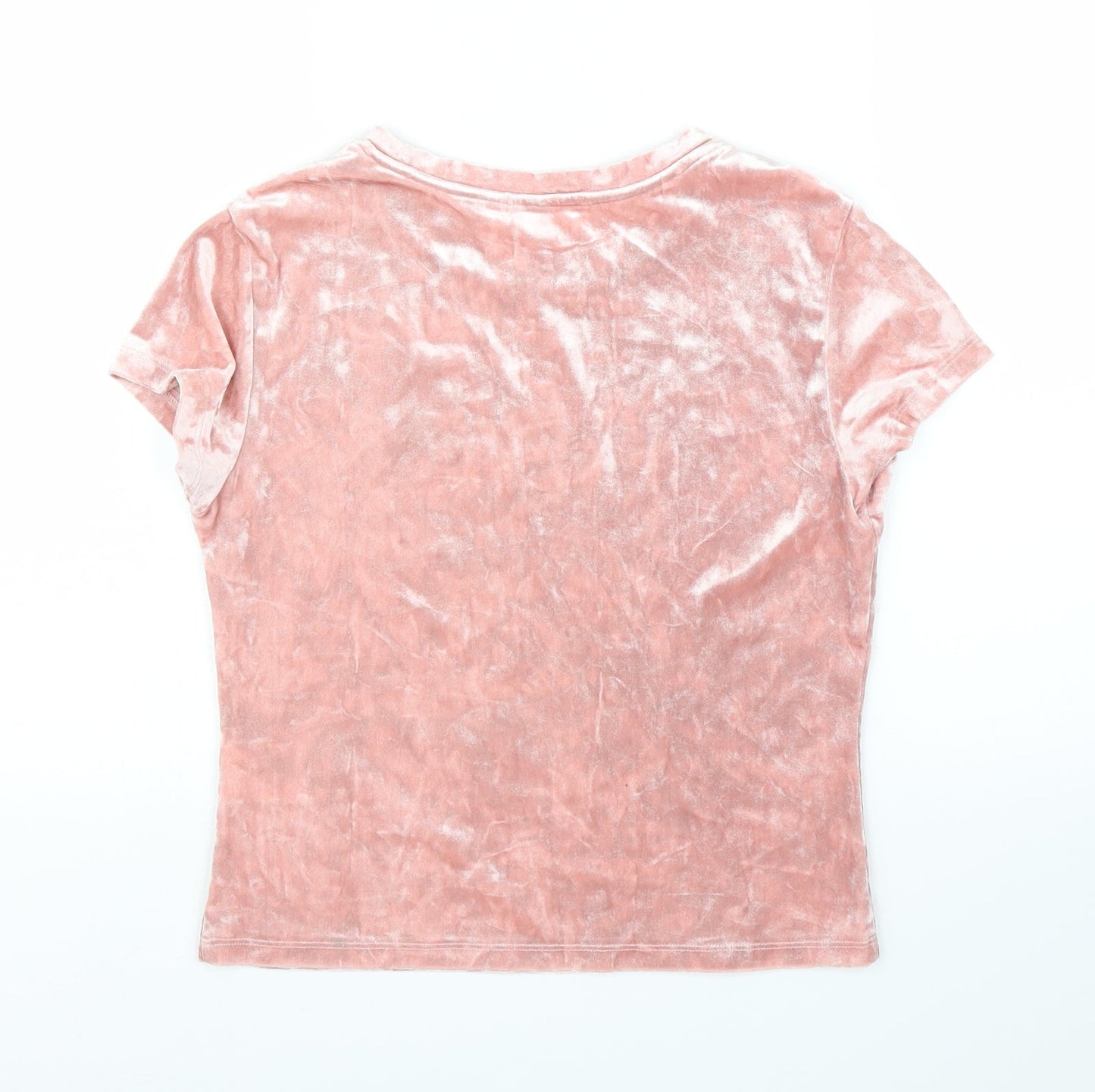 H&M Girls Pink  Velvet Basic T-Shirt Size M