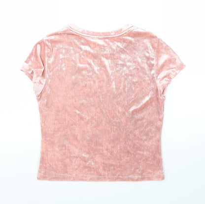 H&M Girls Pink  Velvet Basic T-Shirt Size M
