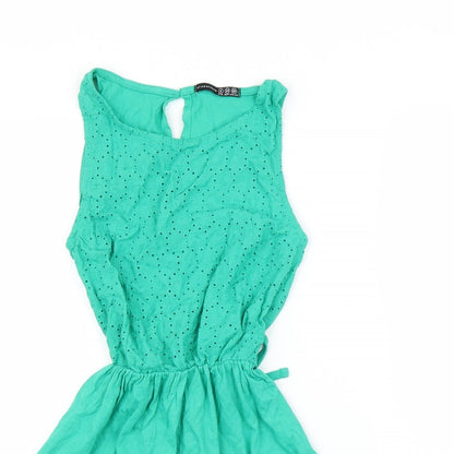 Primark Womens Green Floral  A-Line  Size 6