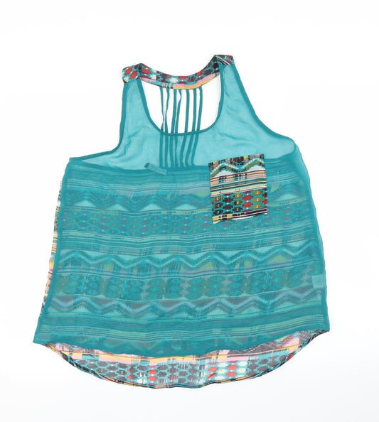 Primark Womens Blue Geometric  Basic Blouse Size 14