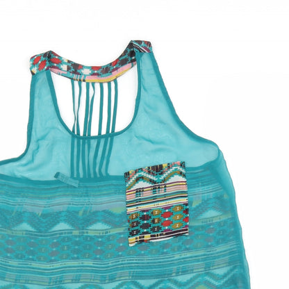 Primark Womens Blue Geometric  Basic Blouse Size 14