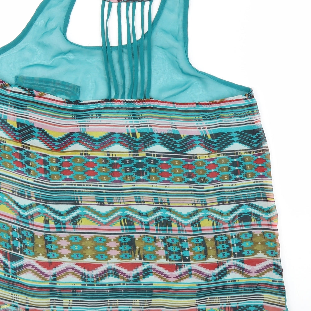 Primark Womens Blue Geometric  Basic Blouse Size 14