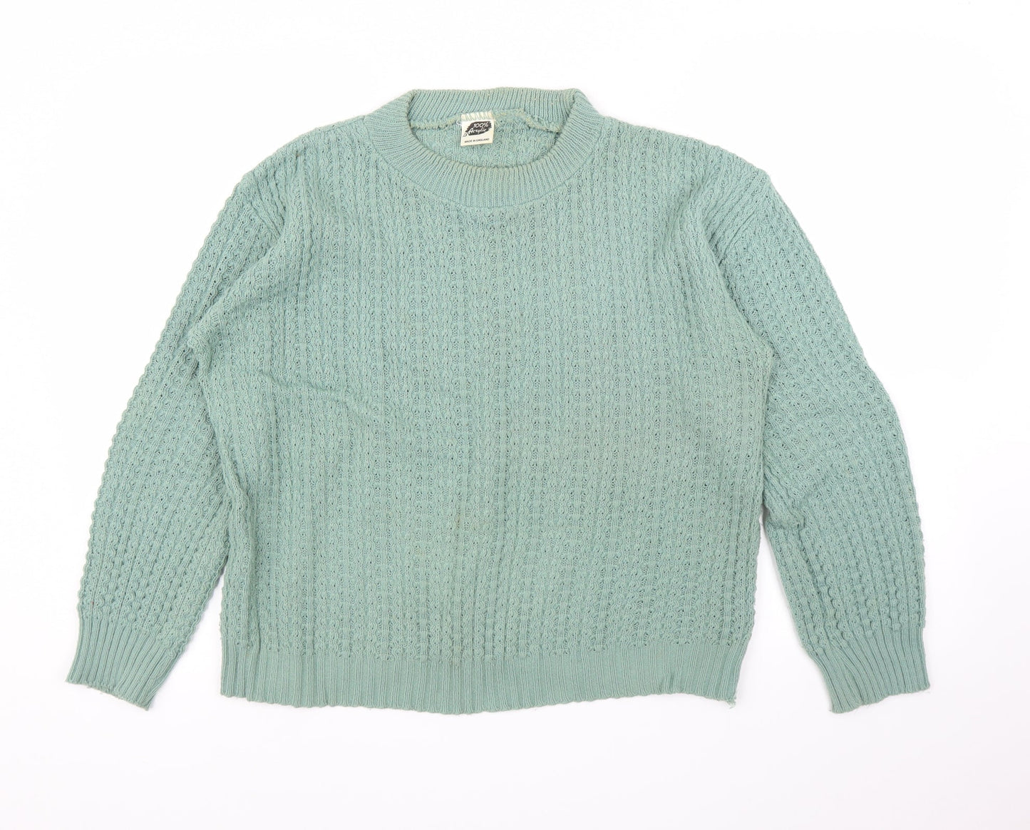 Womens UK Size L Preworn Green Pullover Jumper