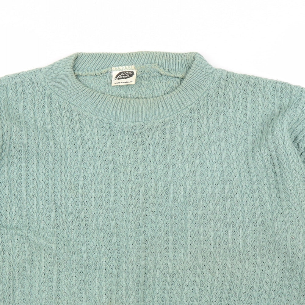 Womens UK Size L Preworn Green Pullover Jumper