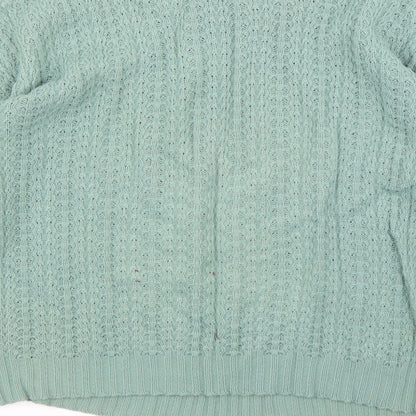 Womens UK Size L Preworn Green Pullover Jumper