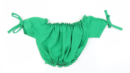 Womens UK Size 8 New Look Green Cropped Blouse