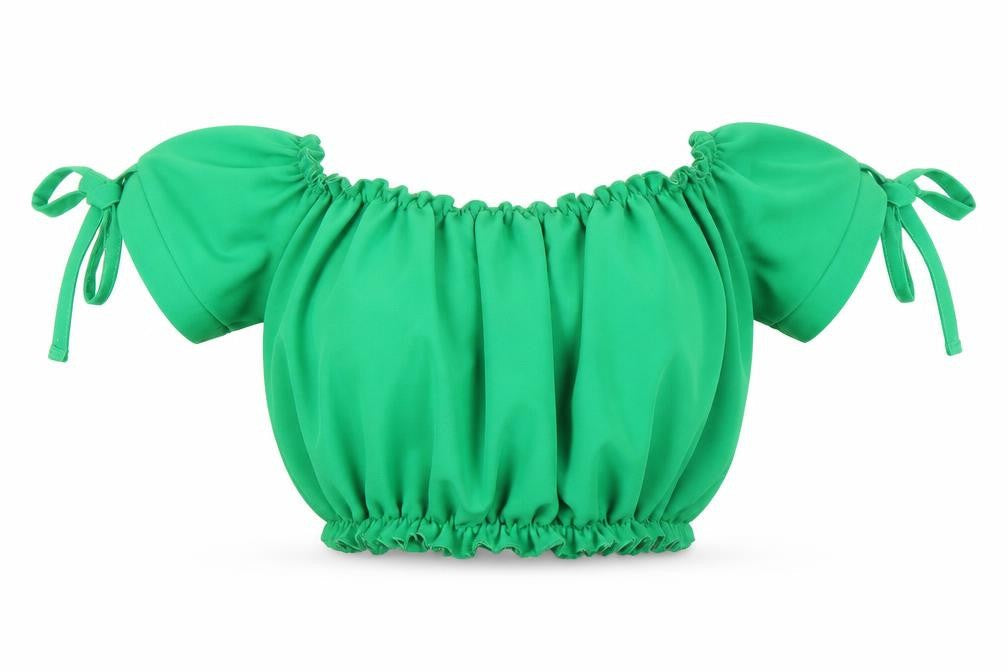Womens UK Size 8 New Look Green Cropped Blouse