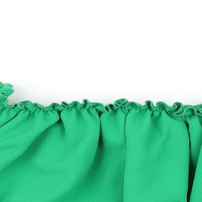Womens UK Size 8 New Look Green Cropped Blouse
