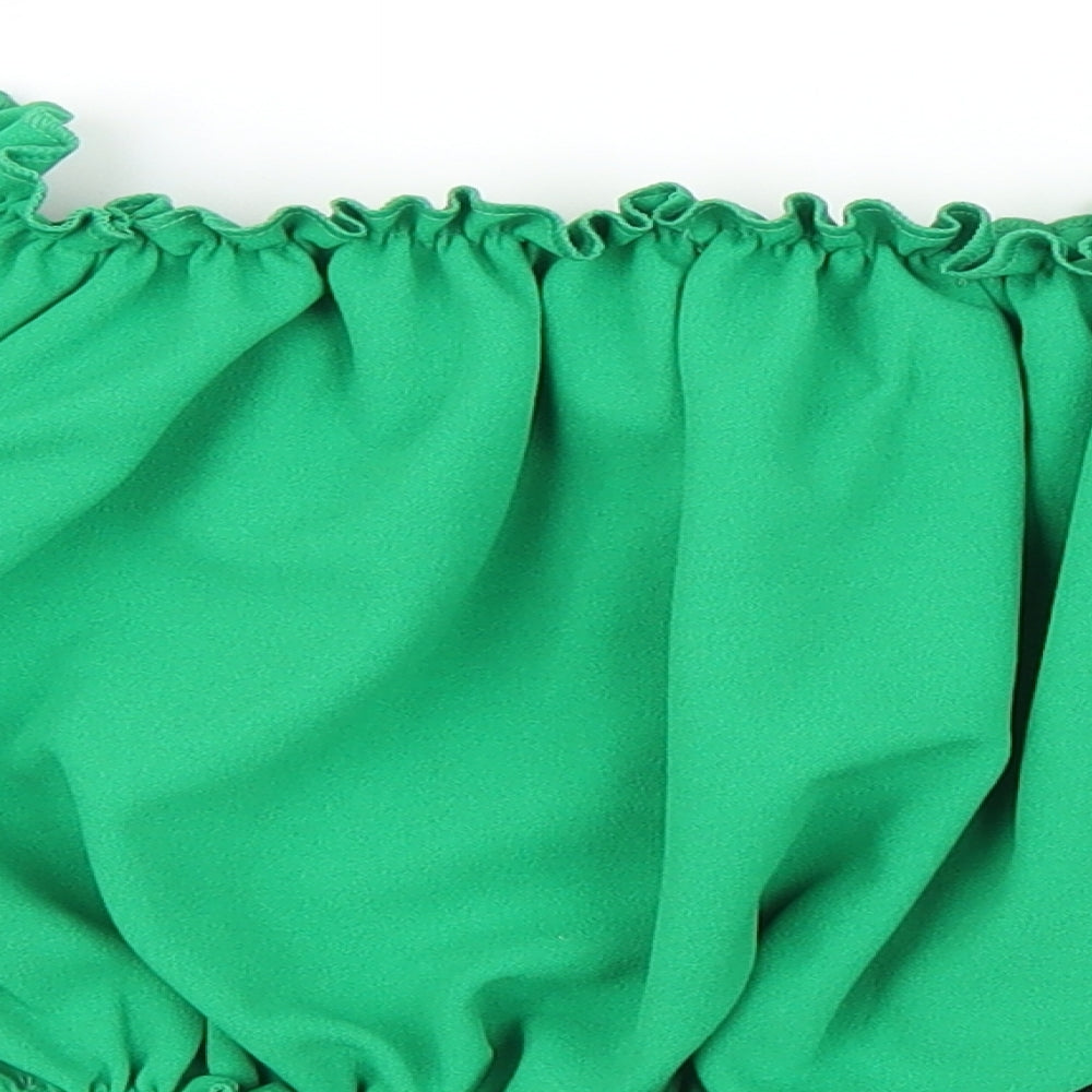 Womens UK Size 8 New Look Green Cropped Blouse