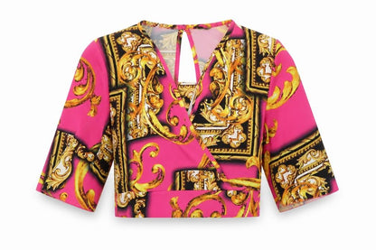 Womens UK Size 8 Quiz Pink Cropped Blouse