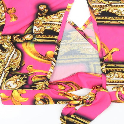 Quiz Womens Pink Floral  Cropped Blouse Size 8