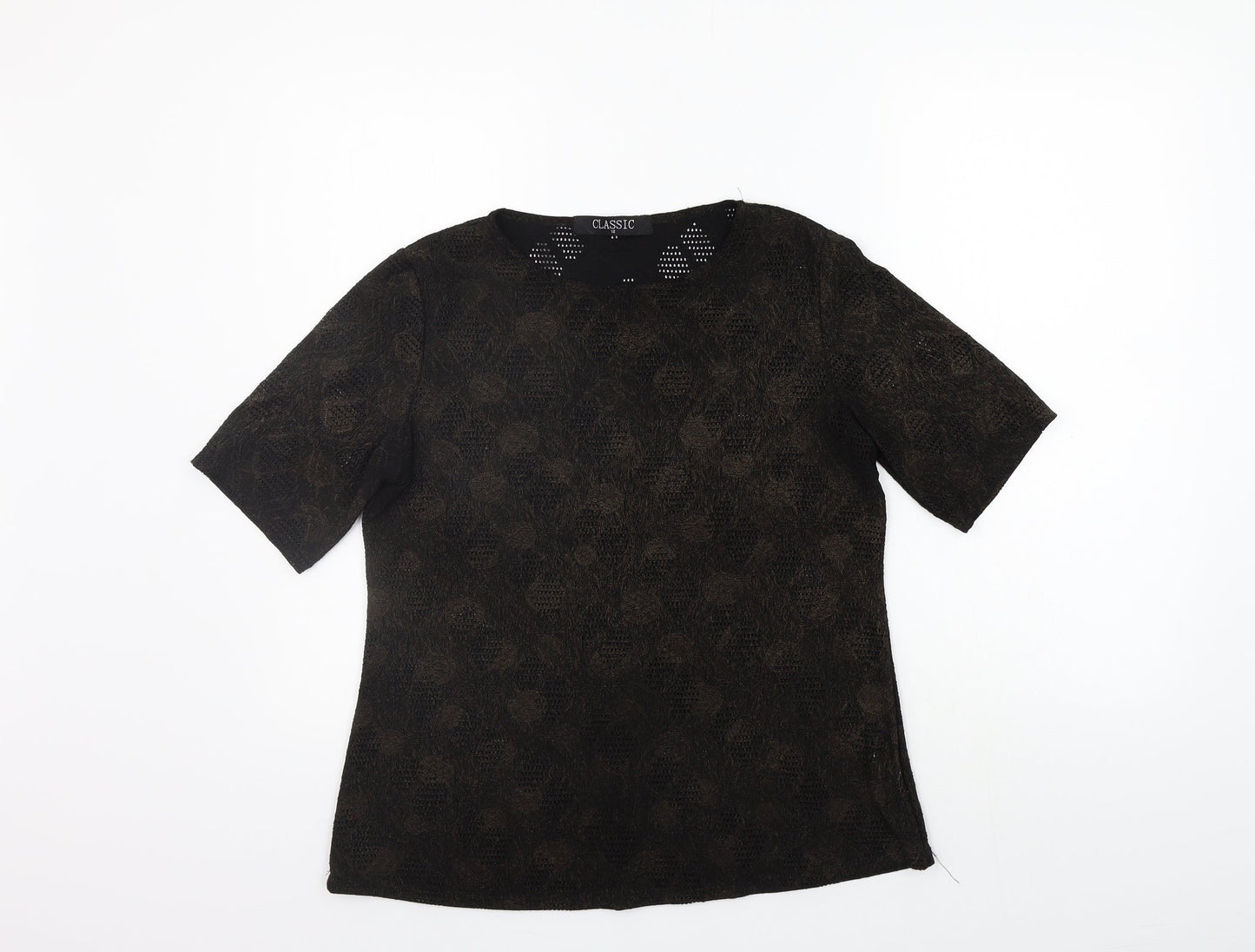 Womens UK Size 12 Classic Black Basic T-Shirt