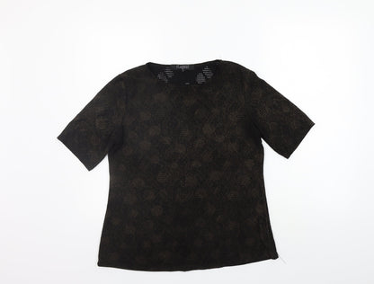 Womens UK Size 12 Classic Black Basic T-Shirt