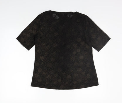 Womens UK Size 12 Classic Black Basic T-Shirt
