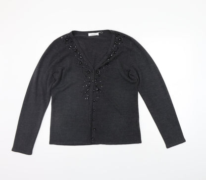 BHS Womens Grey   Cardigan Jumper Size 14
