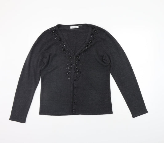 BHS Womens Grey   Cardigan Jumper Size 14