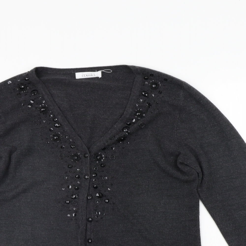 BHS Womens Grey   Cardigan Jumper Size 14