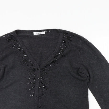 BHS Womens Grey   Cardigan Jumper Size 14