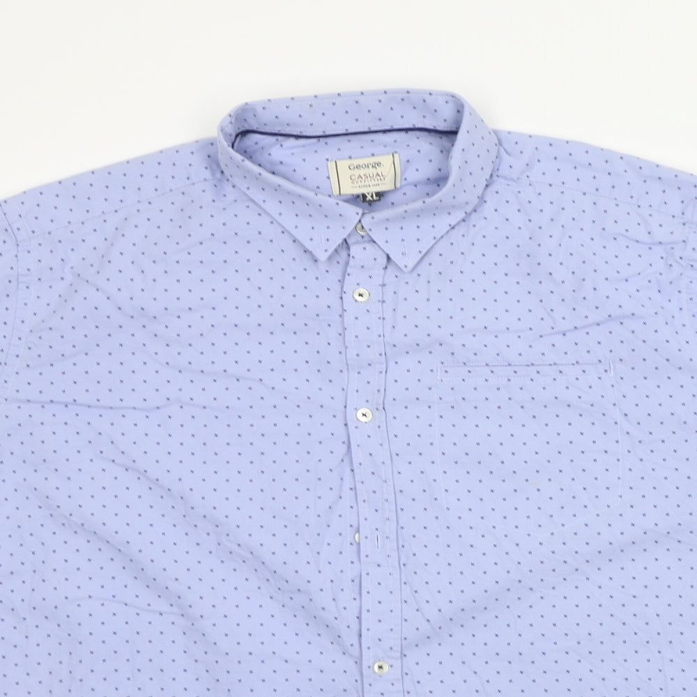 George Mens Blue Geometric   Button-Up Size XL