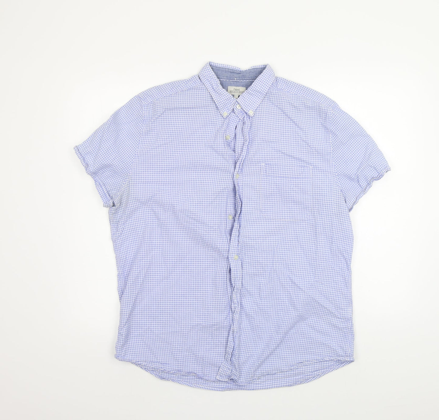 Mens UK Size XL NEXT Blue  Button-Up Short Sleeve Casual Shirt