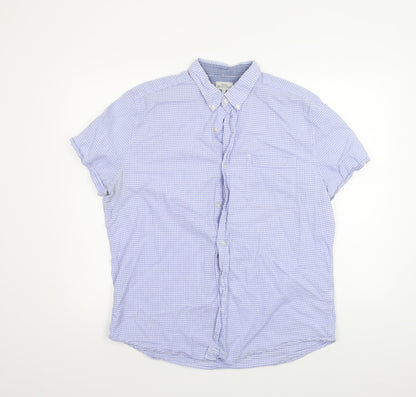 Mens UK Size XL NEXT Blue  Button-Up Short Sleeve Casual Shirt