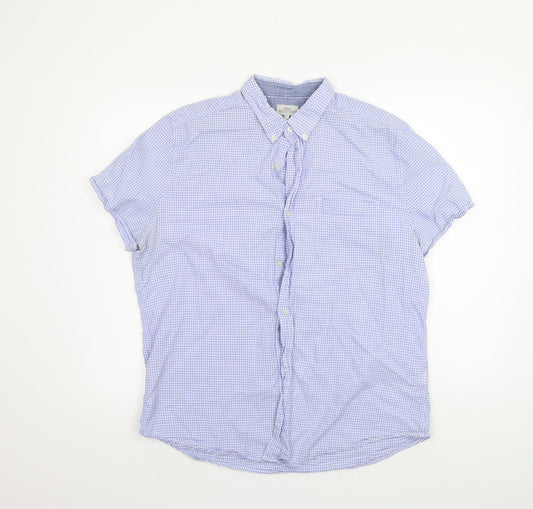 Mens UK Size XL NEXT Blue  Button-Up Short Sleeve Casual Shirt
