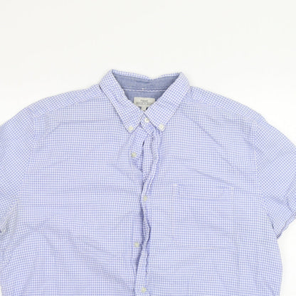 Mens UK Size XL NEXT Blue  Button-Up Short Sleeve Casual Shirt
