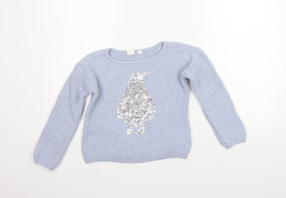 Gap Girls Blue   Pullover Jumper Size M  - SEQUIN