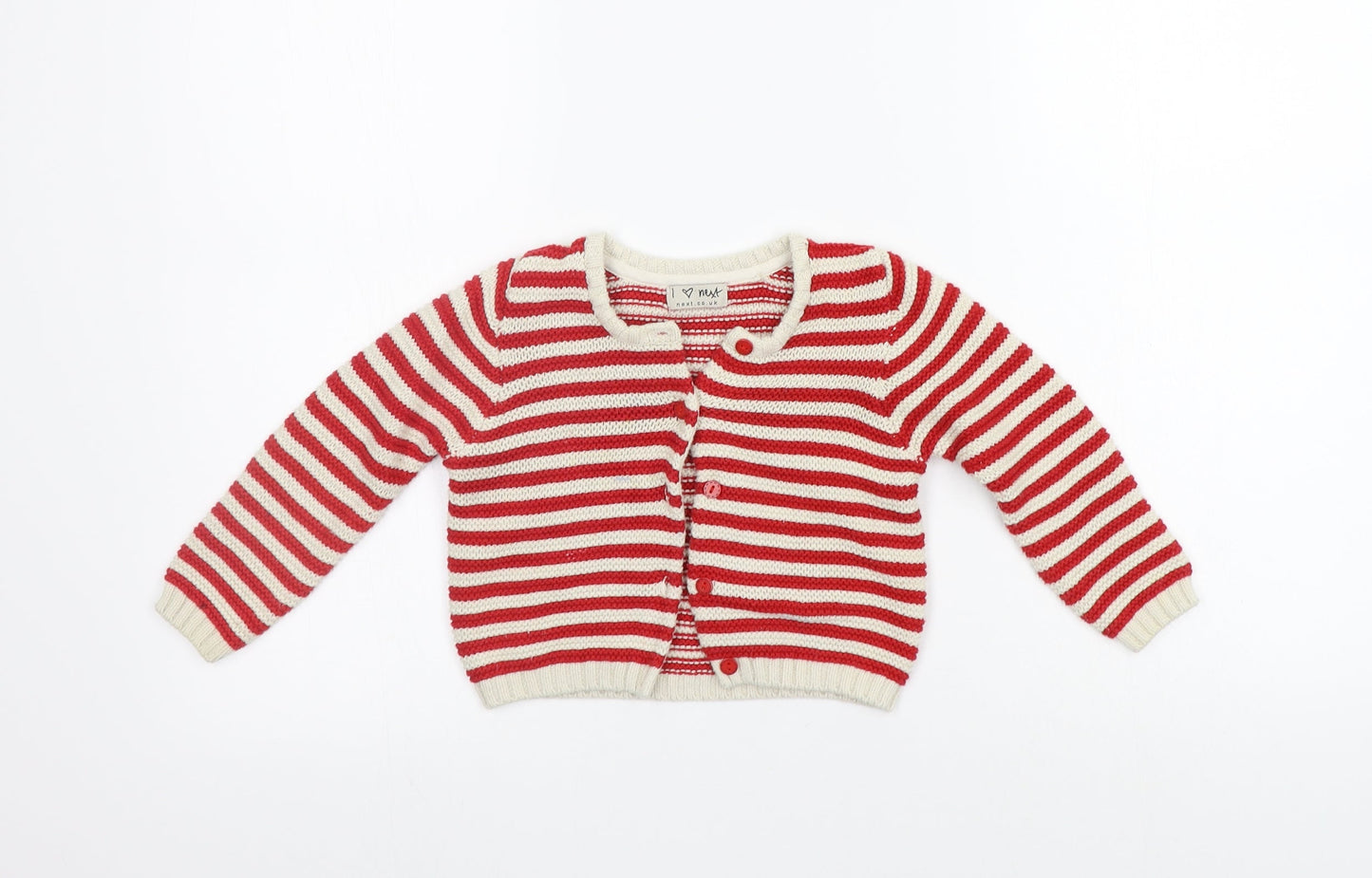 NEXT Girls Red Striped  Cardigan Jumper Size 2 Years