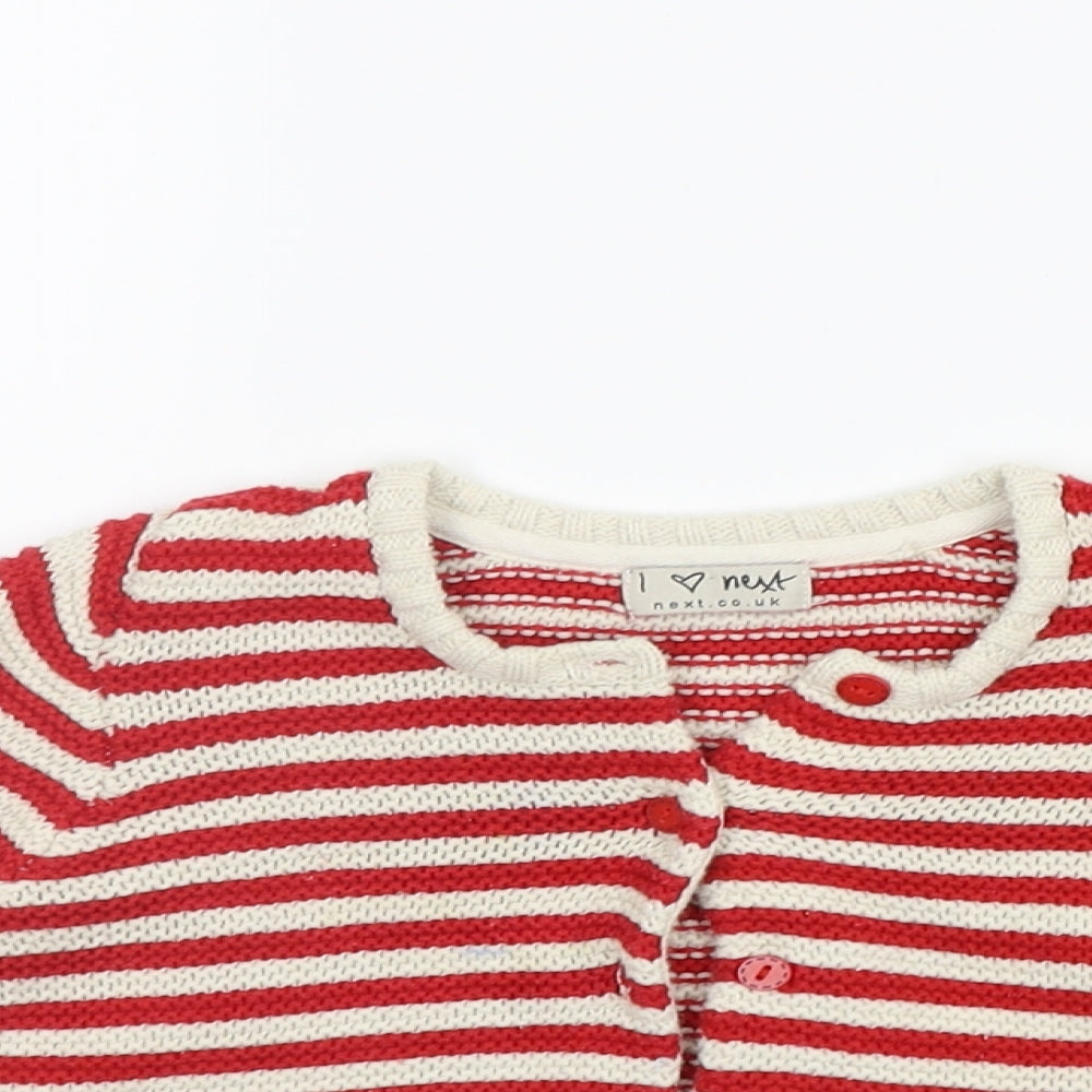 NEXT Girls Red Striped  Cardigan Jumper Size 2 Years