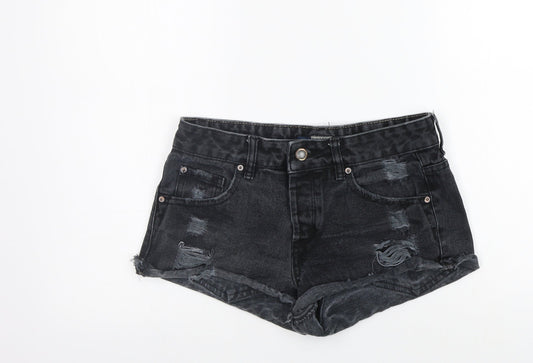Pull&Bear Womens Grey   Cut-Off Shorts Size 8