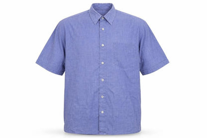 Mens UK Size M Barney Miller Blue  Button-Up Short Sleeve Casual Shirt