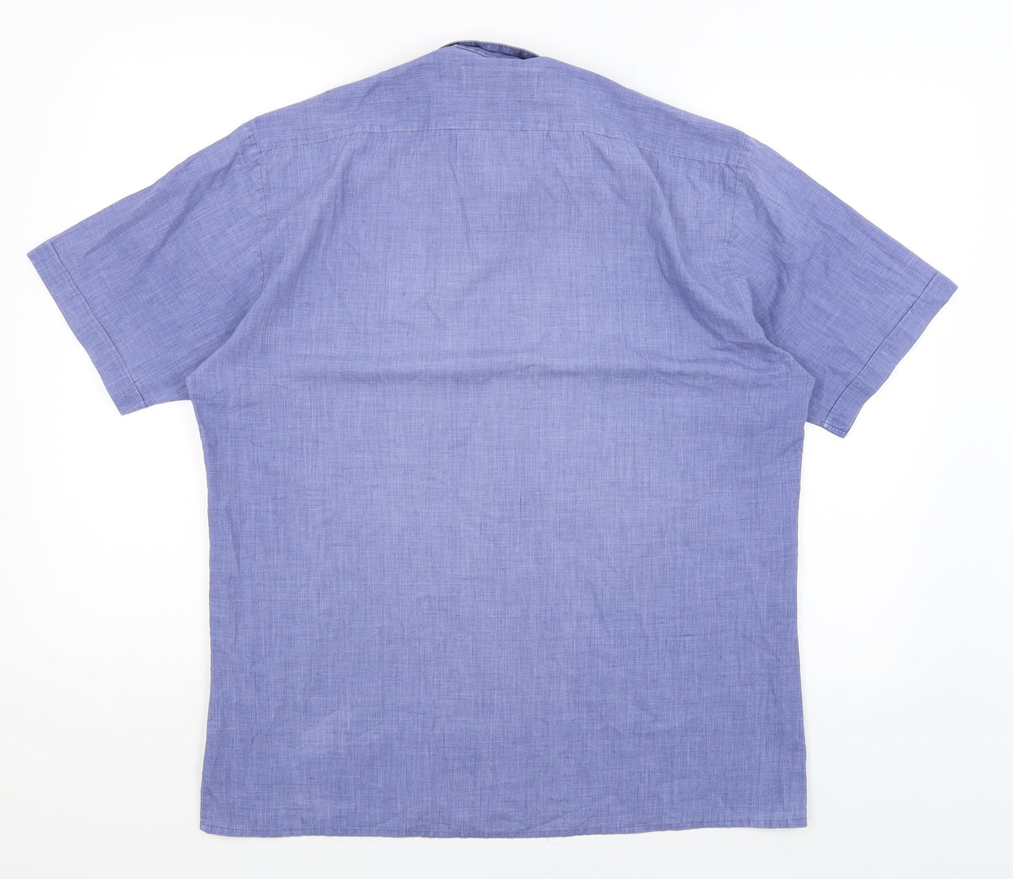 Mens UK Size M Barney Miller Blue  Button-Up Short Sleeve Casual Shirt