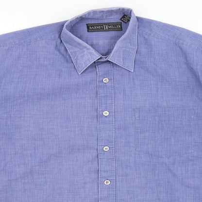 Mens UK Size M Barney Miller Blue  Button-Up Short Sleeve Casual Shirt