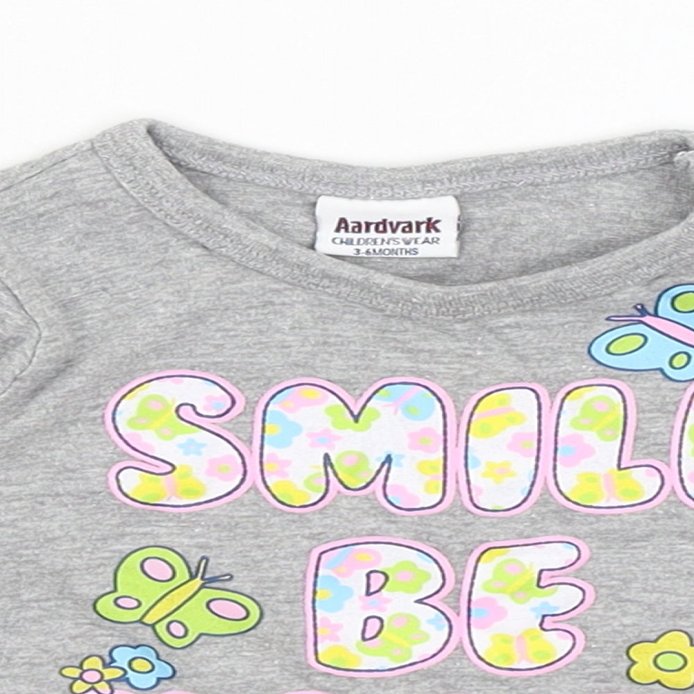Aardvark Baby Grey   Basic T-Shirt Size 3-6 Months  - Smile Be Happy