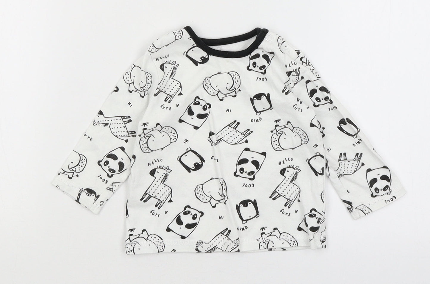 George Baby White   Basic T-Shirt Size 3-6 Months  - Animals