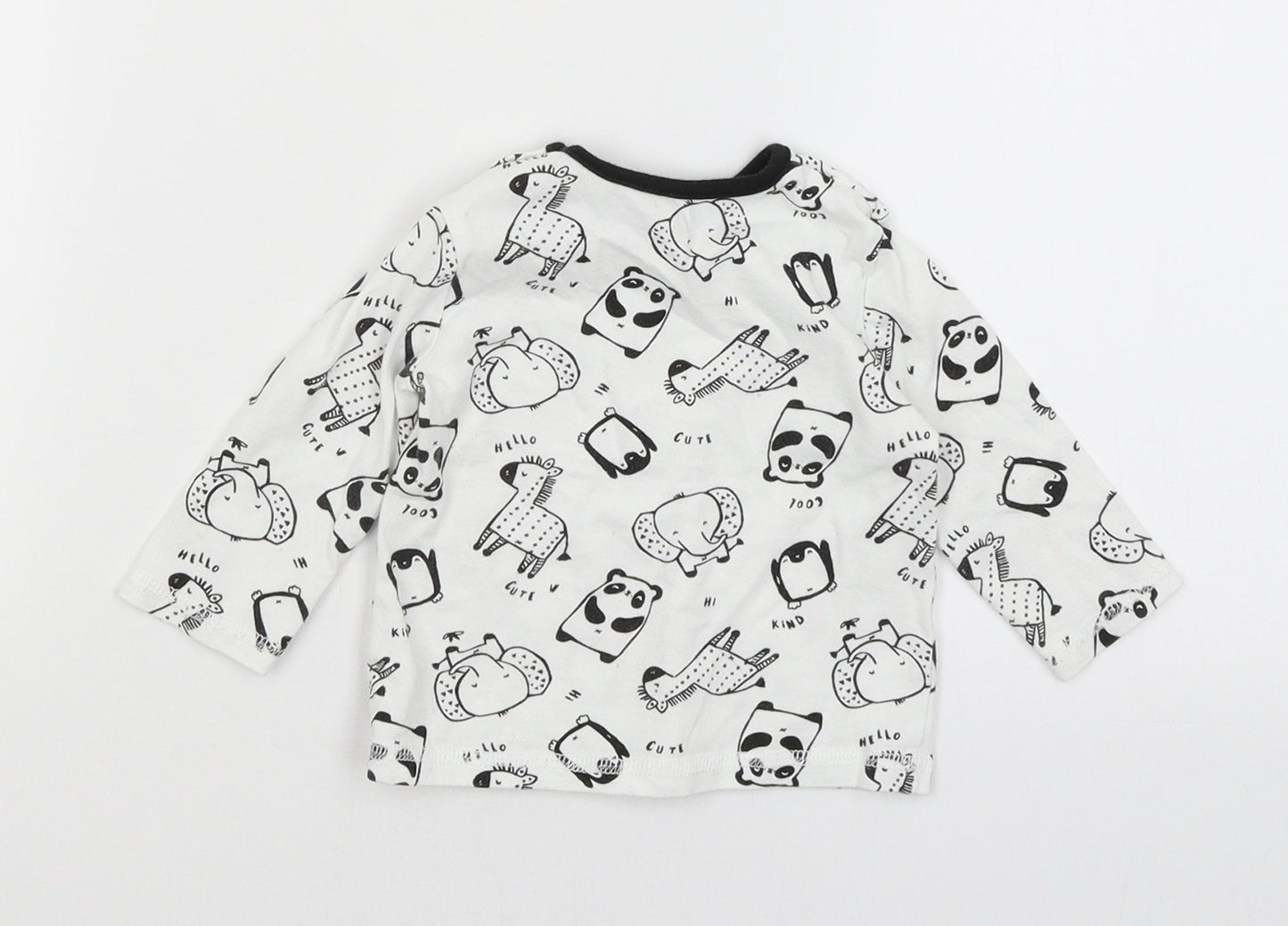George Baby White   Basic T-Shirt Size 3-6 Months  - Animals