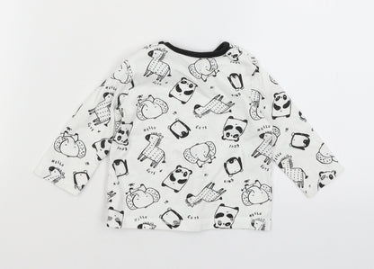 George Baby White   Basic T-Shirt Size 3-6 Months  - Animals