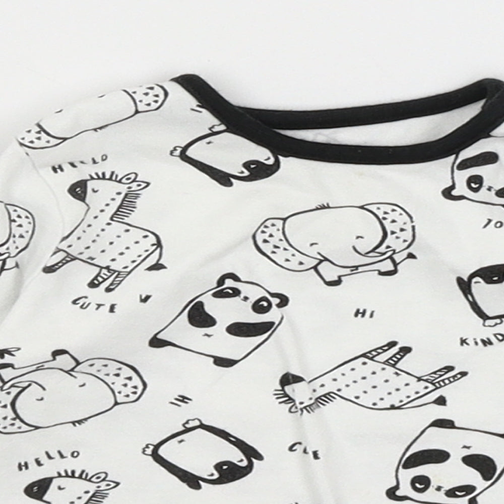 George Baby White   Basic T-Shirt Size 3-6 Months  - Animals