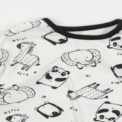 George Baby White   Basic T-Shirt Size 3-6 Months  - Animals