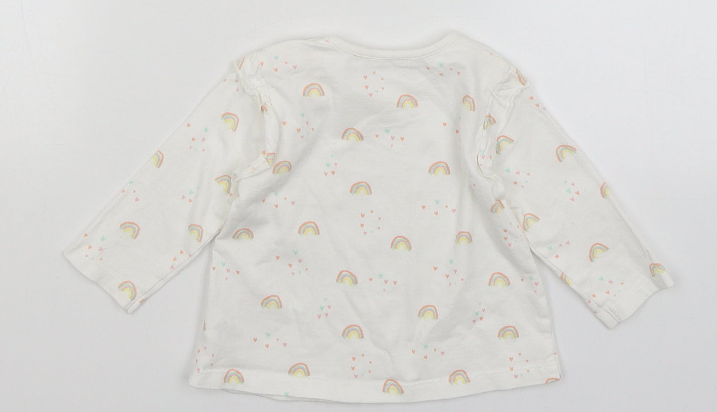 George Baby White   Basic T-Shirt Size 3-6 Months  - Rainbows
