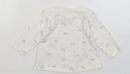 George Baby White   Basic T-Shirt Size 3-6 Months  - Rainbows