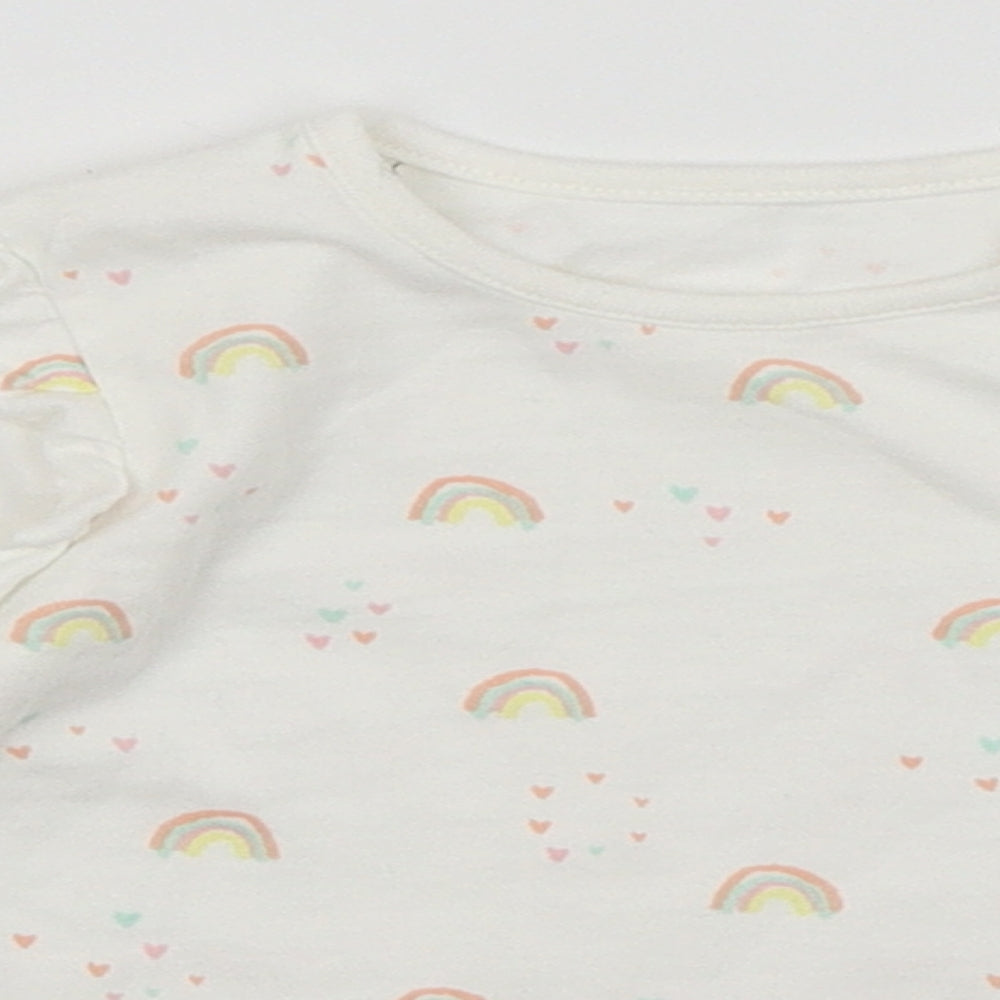 George Baby White   Basic T-Shirt Size 3-6 Months  - Rainbows