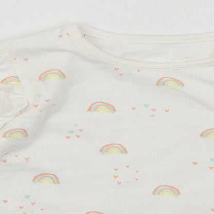 George Baby White   Basic T-Shirt Size 3-6 Months  - Rainbows