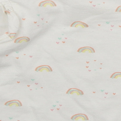 George Baby White   Basic T-Shirt Size 3-6 Months  - Rainbows