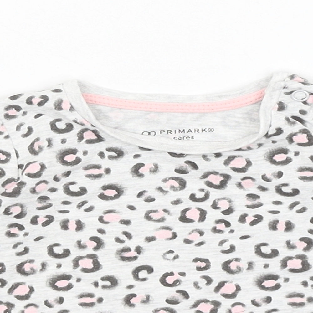 Primark Baby Grey Animal Print  Basic T-Shirt Size 3-6 Months