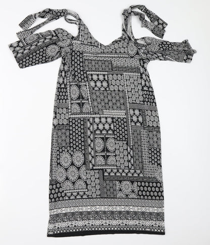 George Womens Black Geometric  Bodycon  Size 8