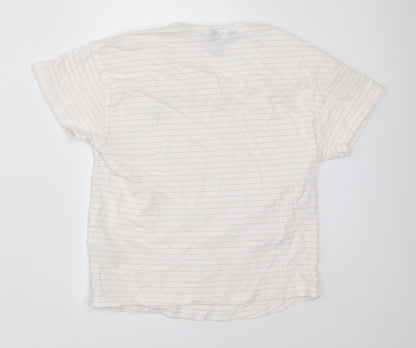 New Look Girls White Striped  Basic T-Shirt Size 10-11 Years